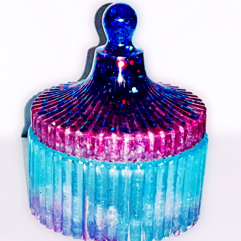 Blue and Purple Resin Trinket Box